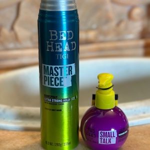 BED HEAD MASTER PIECE HAIRSPRAY & SMALL TALK THICKENING CREAM